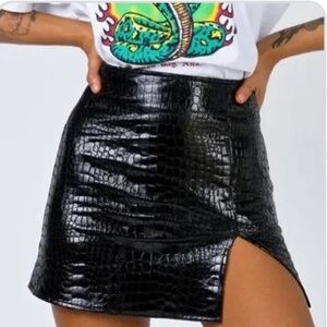 Motel Rocks Wren Mini Skirt in Black Croc